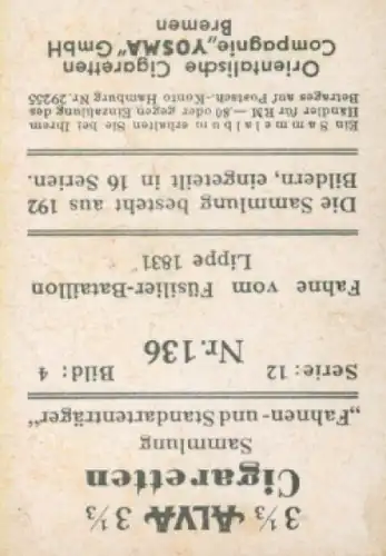 Sammelbild Fahnen- und Standartenträger, Serie 12 Bild 4 Nr. 136, Füs. Batl. Lippe 1831