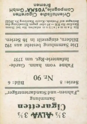 Sammelbild Fahnen- und Standartenträger, Serie 8 Bild 6 Nr. 90, Hann. Garde Inf. Rgt., 1757