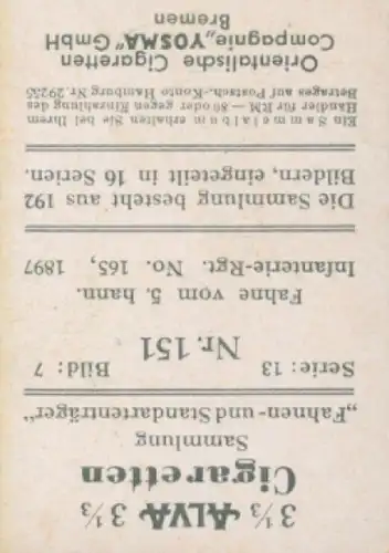 Sammelbild Fahnen- und Standartenträger, Serie 13 Bild 7 Nr. 151, 5. Hann. Inf. Rgt. 165, 1897