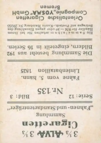 Sammelbild Fahnen- und Standartenträger, Serie 12 Bild 3 Nr. 135, 5. hann. Linienbatl., 1825