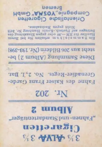 Sammelbild Fahnen- und Standartenträger, Album 2 Nr. 202, Kaiser Franz Garde Gren. Rgt. 2