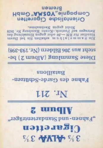 Sammelbild Fahnen- und Standartenträger, Album 2 Nr. 211, Garde Schützen Batl.