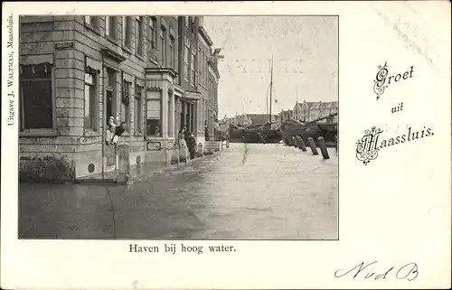 Ak Maassluis Südholland, Haven bij hoog water