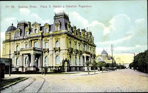Ak Buenos Aires Argentinien, Plaza S. Martin y Pabellón Argentino