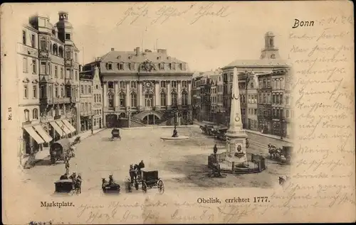 Ak Bonn am Rhein, Marktplatz, Obelisk