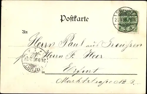 Litho Junge und Mädchen auf einer Bank, Flugdrachen