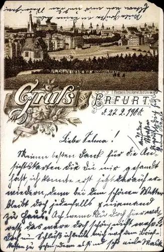 Litho Erfurt in Thüringen, Stadtpanorama