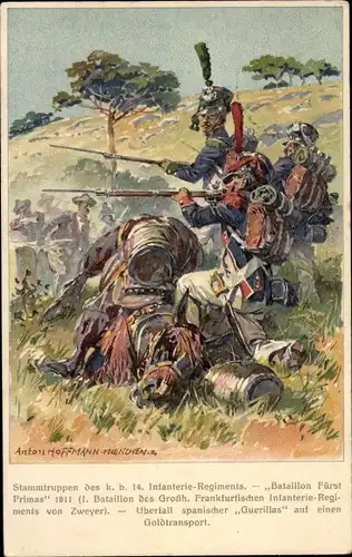 Ganzsachen Künstler Litho Hoffmann, Anton, K.B. 14. Inf. Regt. Hartmann, Hundertjahrfeier 1914