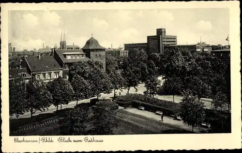 Ak Oberhausen im Ruhrgebiet, Blick zum Rathaus