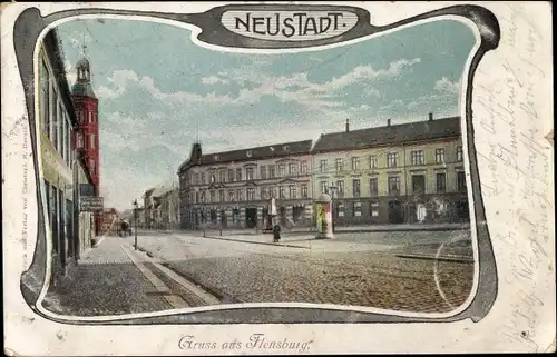 Ak Flensburg in Schleswig Holstein, Neustadt, Straßenpartie
