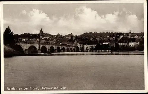 Ak Remich an der Mosel Luxemburg, Hochwasser 1930
