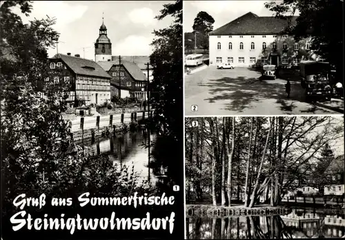 Ak Steinigtwolmsdorf in der Lausitz, Dorfpartie, Erbgericht, Parkanlage