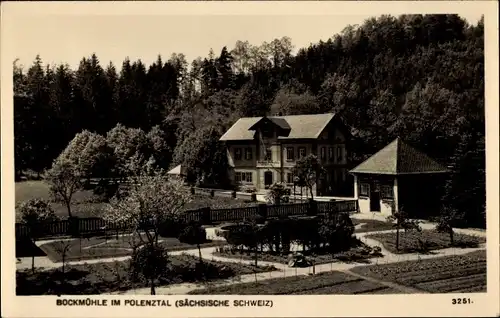 Ak Hohnstein Sächsische Schweiz, Bockmühle im Polenztal