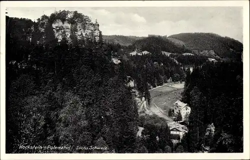 Ak Hohnstein Sächsische Schweiz, Hockstein im Polenztal