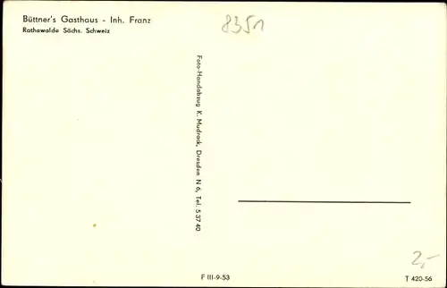 Ak Rathewalde Hohnstein Sächsische Schweiz, Büttners Gasthaus, Franz