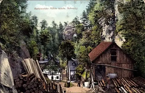 Ak Rathewalde Hohnstein in der Sächsischen Schweiz, Rathewalder Mühle