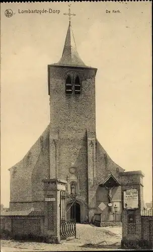 Ak Lombardsijde Lombartzyde Westflandern, Village, L'Eglise
