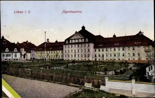 Ak Löbau in der Oberlausitz Sachsen, Jägerkaserne