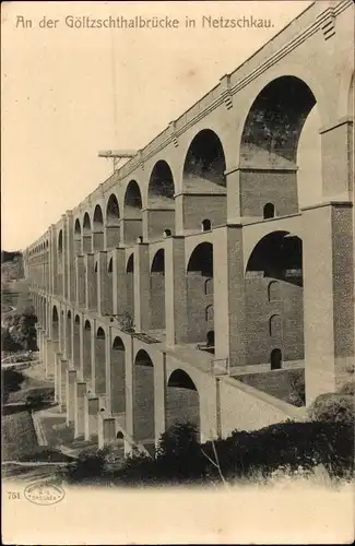 Ak Netzschkau im Vogtland, an der Göltzschtalbrücke