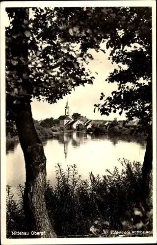 Ak Nittenau in der Oberpfalz, Blick über das Wasser zum Ort