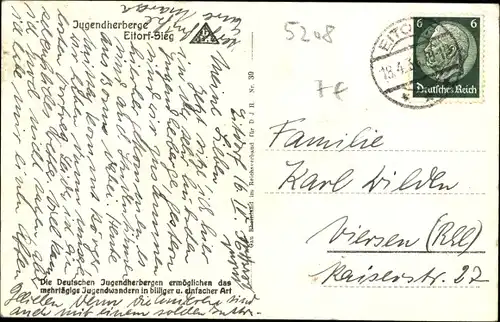 Ak Eitorf an der Sieg, Jugendherberge