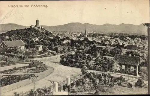 Ak Bad Godesberg Bonn am Rhein, Panorama, Godesburg