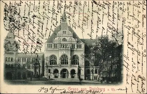 Ak Duisburg im Ruhrgebiet, Mercatordenkmal, Rathaus