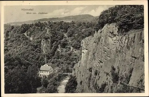 Ak Hönnetal Hemer im Sauerland, Blick vom Uhufelsen