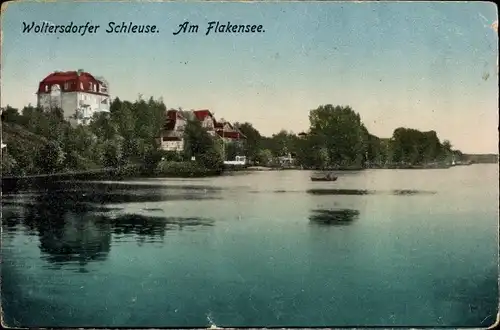 Ak Woltersdorf bei Berlin, Woltersdorfer Schleuse, Panorama, Am Flakensee