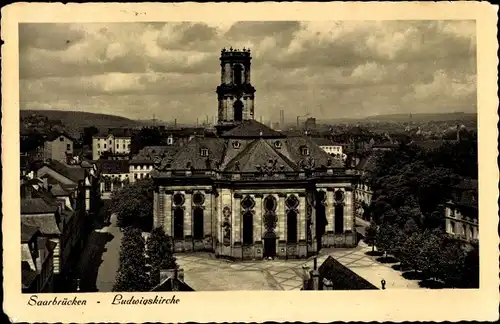 Ak Saarbrücken, Ansicht der Ludwigskirche, Straßenseite