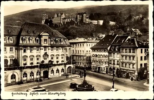 Ak Heidelberg am Neckar, Schloss mit Marktplatz