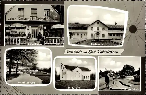 Ak Bad Waldliesborn Lippstadt im Kreis Soest Nordrhein Westfalen, Kirche, Badehaus, Kurmittelhaus