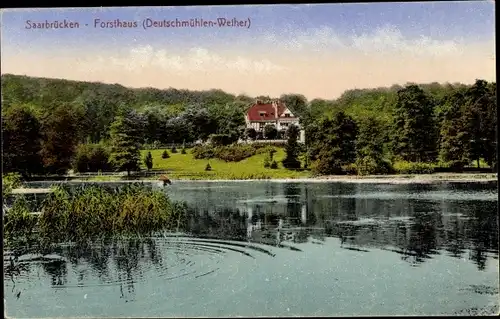 Ak Saarbrücken im Saarland, Forsthaus Deutschmühlen-Weiher