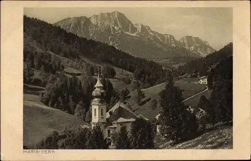 Ak Maria Gern Berchtesgaden in Oberbayern, Panorama mit Kirche