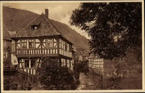 Ak Suhl in Thüringen, Partie von Alt-Suhl, Fachwerkhäuser