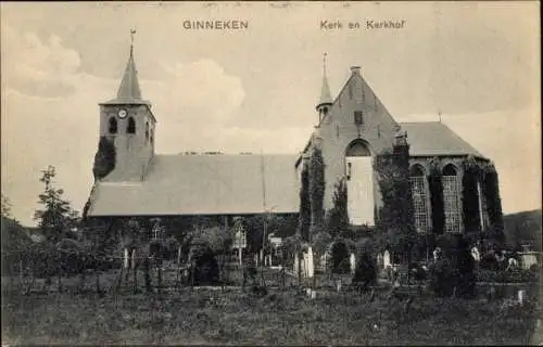 Ak Ginneken en Bavel Nordbrabant, Kerk en Kerkhof