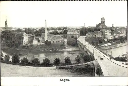 Ak Żagań Sagan Schlesien, Stadtbild, Panorama