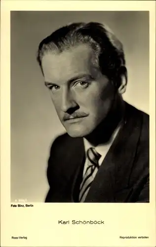 Ak Schauspieler Karl Schönböck, Portrait, Krawatte, Ross Verlag 3350/1