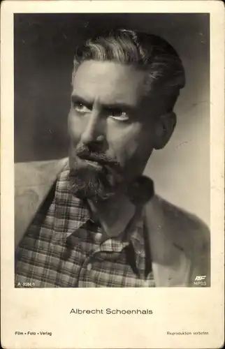 Ak Schauspieler Albrecht Schoenhals, Pfeife, Portrait, kariertes Hemd