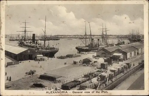 Ak Alexandria Ägypten, General View of the Port, Hafen, Gesamtansicht