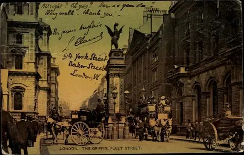 Ak London City England, Fleet Street, The Griffin