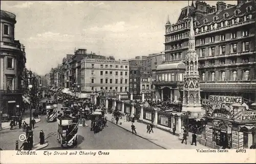 Ak London City England, The Strand and Charing Cross