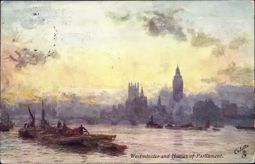 Künstler Ak Wyllie, W. L., Westminster London City, Houses of Parliament