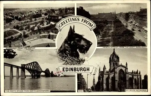 Ak Edinburgh Schottland, St. Giles' Cathedral, The Forth Bridge, Princes Street