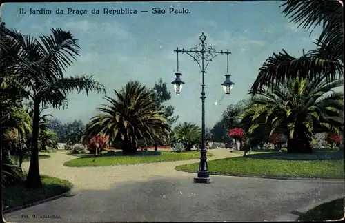 Ak São Paulo Brasilien, Jardim da Praca da Republica