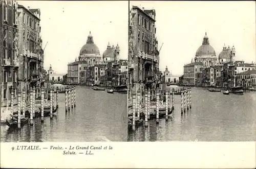 Stereo Ak Venezia Venedig Veneto, Le Grand Canal et la Salute