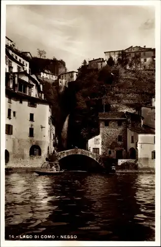 Ak Nesso Lombardia, Lago di Como, Brücke, Wasserpartie