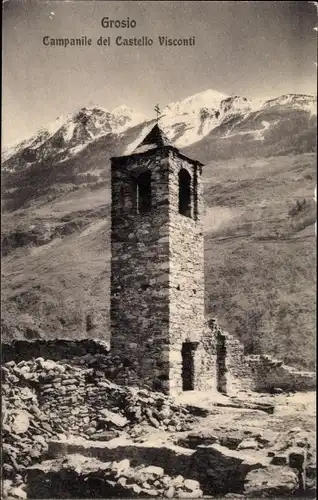 Ak Grosio Lombardia, Campanile del Castello Visconti