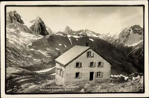 Ak Sankt Anton am Arlberg Tirol Österreich, Leutkircher Hütte m. Weisser Schrofen