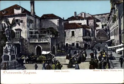 Ak Ragusa Dubrovnik Kroatien, Piazza Gundulic
